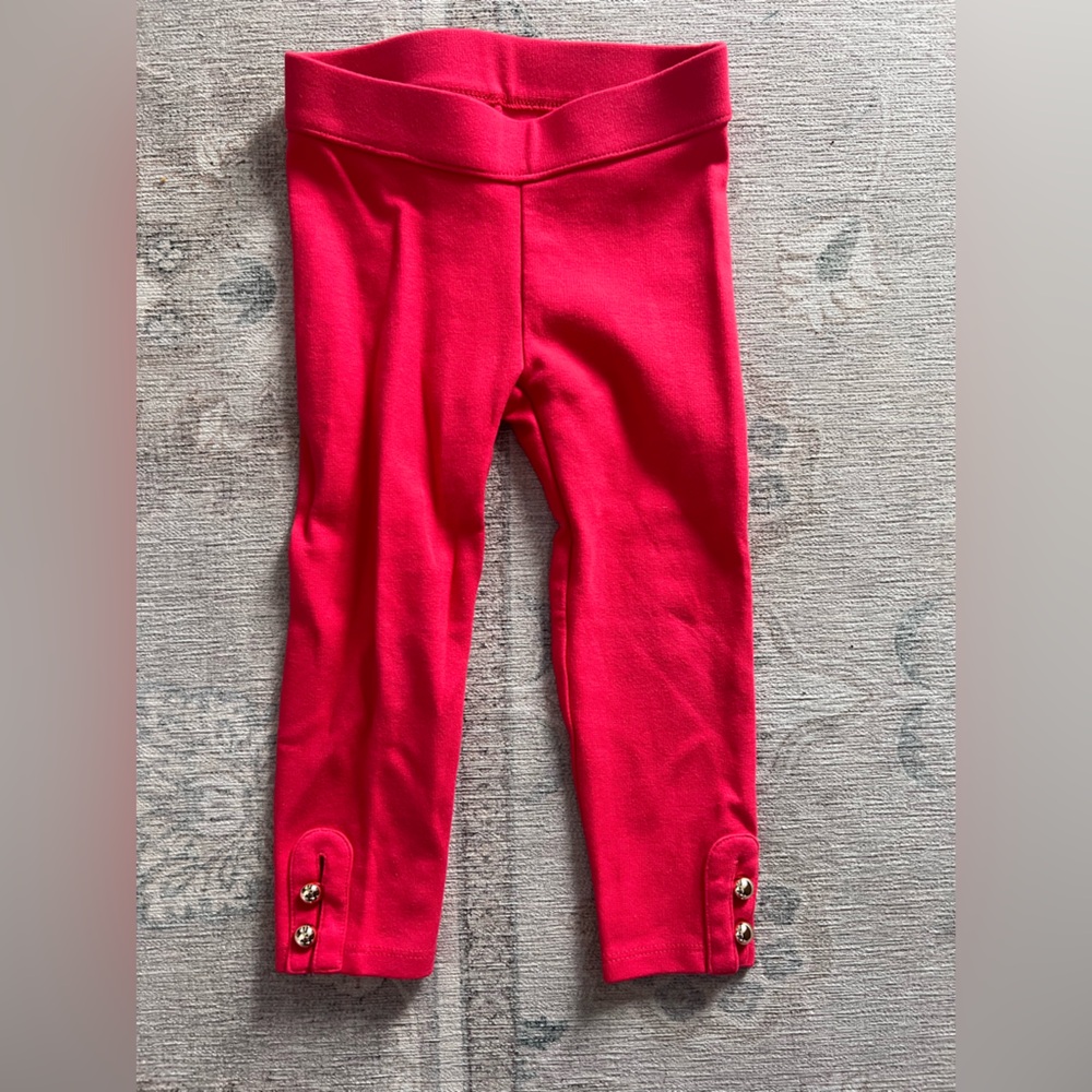 Janie & Jack toddler girls red pants with gold buttons at bottom